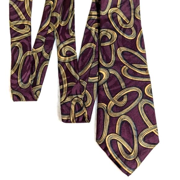 Vintage Geoffrey Beene Men's 100% Silk Tie -Interlocking Circle Motif - Picture 5 of 10